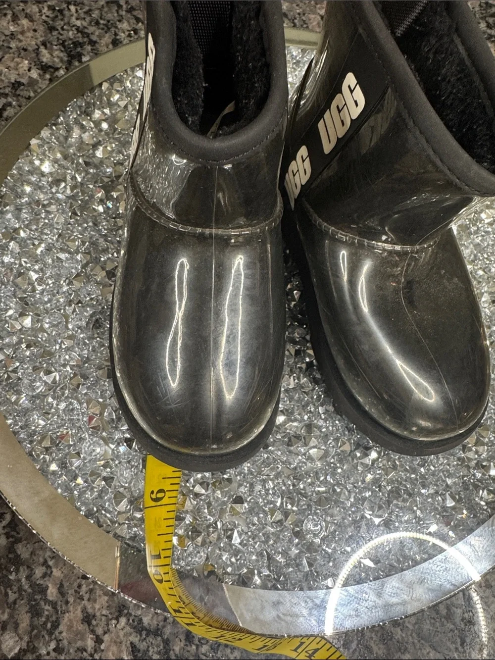 UGG Kids Black waterproof Gloss Ankle Boot 12